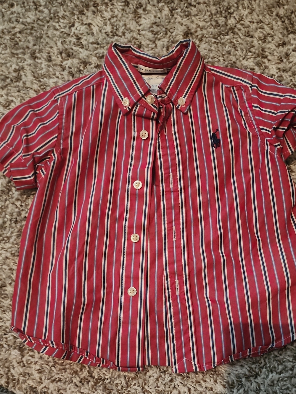 Ralph Lauren Striped Button Down Shirt, Size 12M, Pre-owned But VGUC